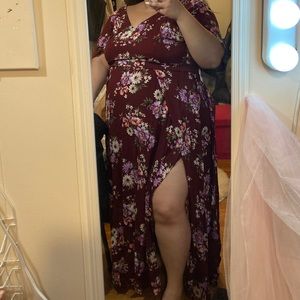 Torrid Floral Maxi Dress with Thigh Slits